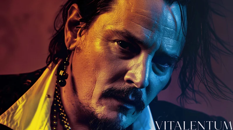 Moody Close-Up of Johnny Depp AI Image