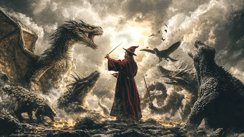 Enchanting Dragons and Wizardry Art