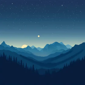 Starry Night Mountain Serenity