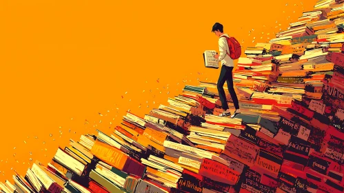 Student's Ascent: A Mountain of Books
