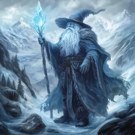 Ice Wizard in the Frozen Peaks