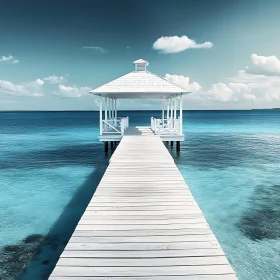 Turquoise Sea and White Pier Serenity