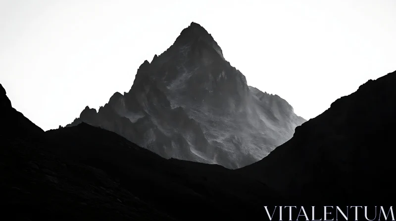 Dark Mountain Peak Monochrome AI Image