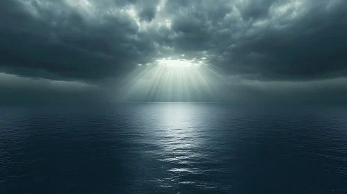 Serene Seascape with Light Rays
