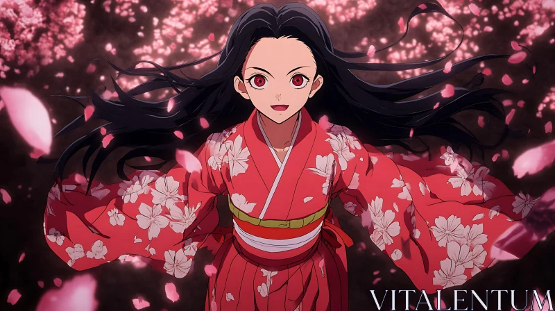 Enchanting Anime Girl in Traditional Kimono AI Image