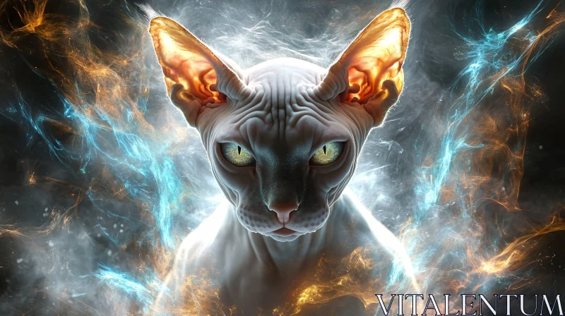 Sphynx Cat in Magical Lighting AI Image