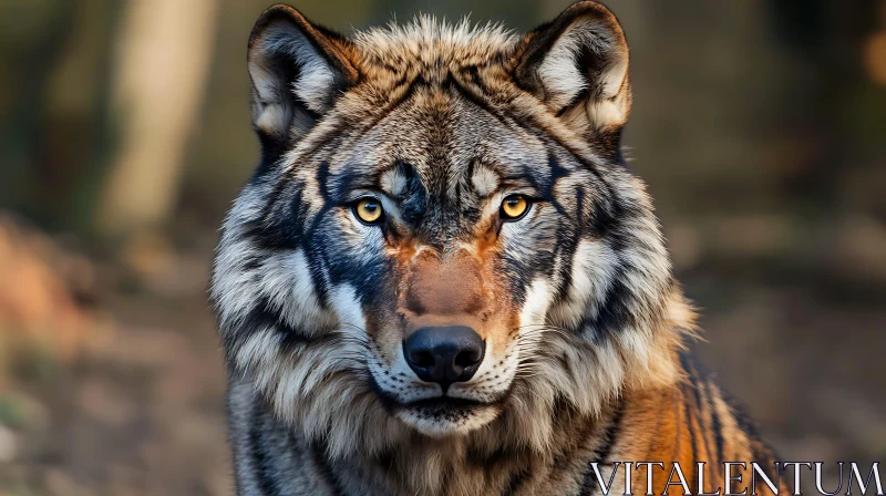 AI ART Intense Wolf Gaze: Wildlife Animal Portrait