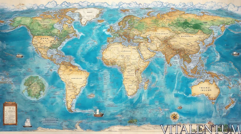 AI ART Vintage Style Cartography Artwork