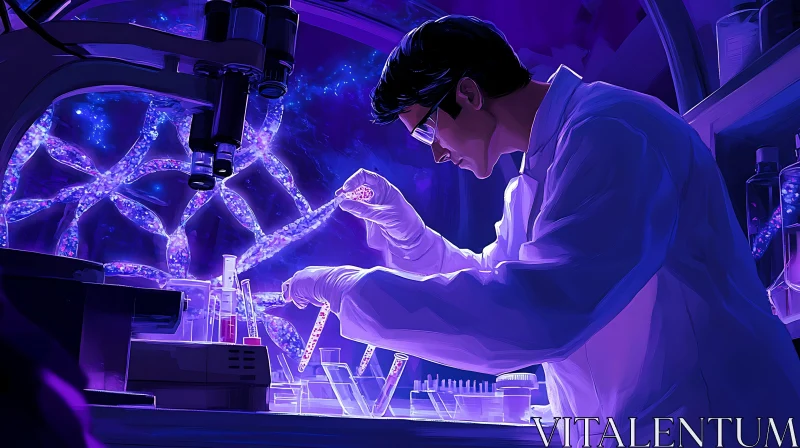Scientist Examining Sample in Lab AI Image