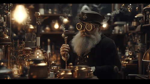 Vintage Inventor with Steampunk Goggles