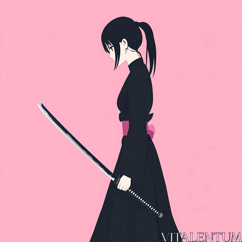 Anime Female Samurai Illustration AI Image