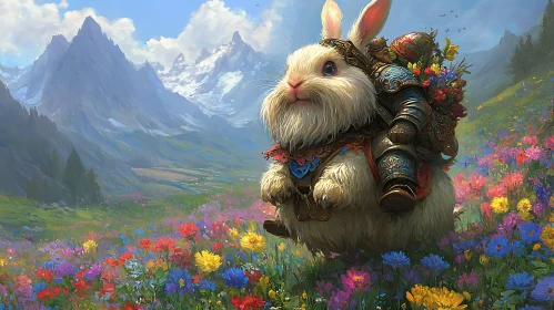 Armored Rabbit Among Flowers