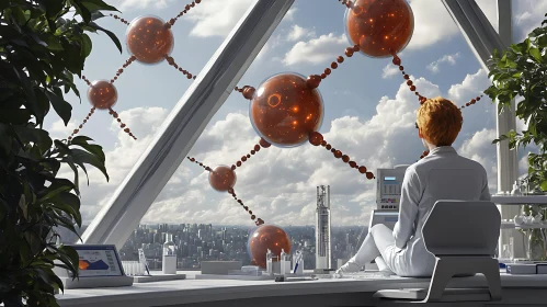 Future Science: Cityscape and Glowing Network