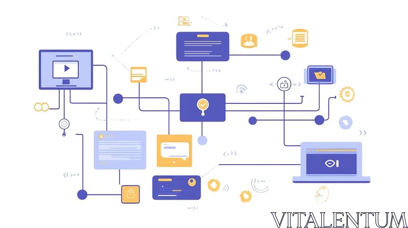 Digital Workflow Schematic Illustration AI Image