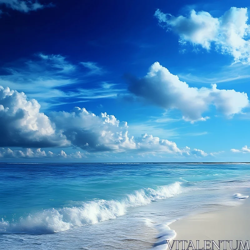 AI ART Coastal Scene with Waves and Clouds