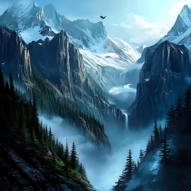 Mist Shrouded Peaks: Mountain Serenity