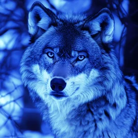 Monochrome Wolf in Blue