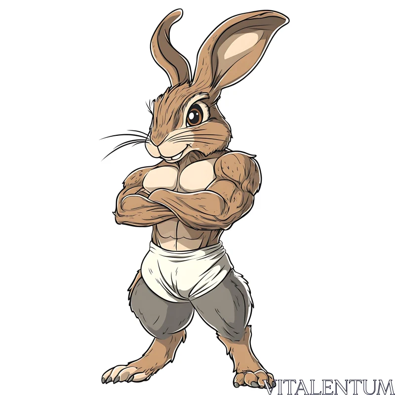 Cartoon Rabbit with Muscles AI Image