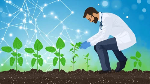 Cultivating Future: Scientist and Plant Growth