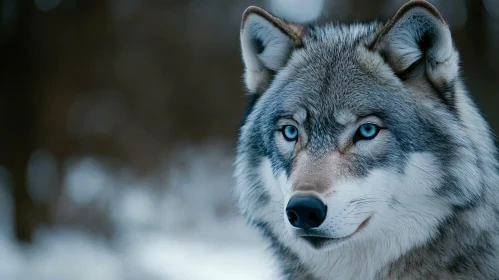 Close-Up of a Wild Wolf Face