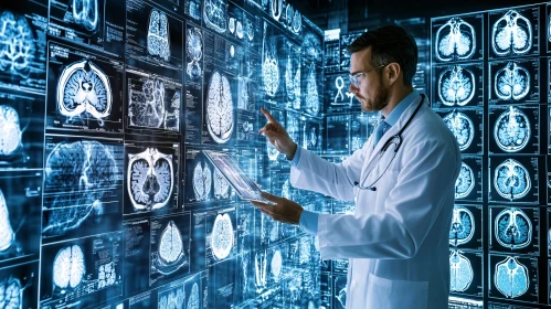 Medical Professional Analyzing Brain Scans