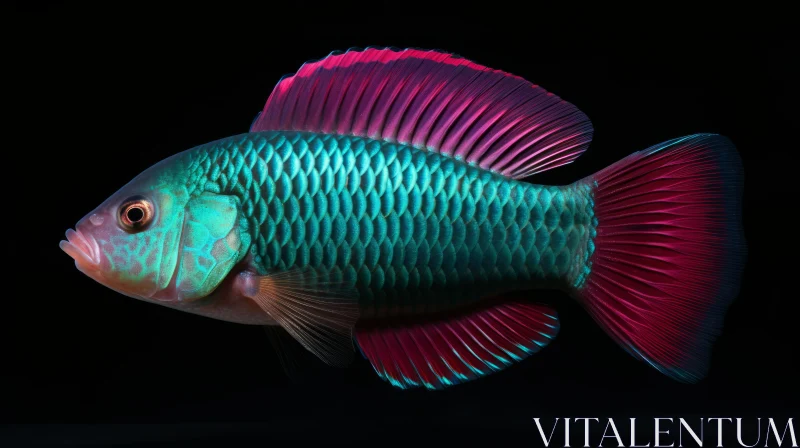 Stunning Iridescent Fish in Dark Waters AI Image