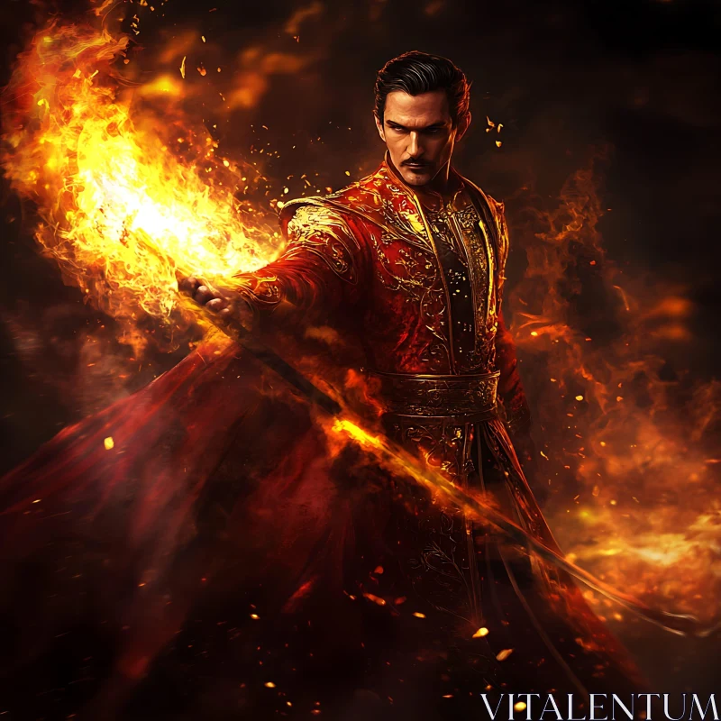 Fiery Portrait of a Man in Red Robes
