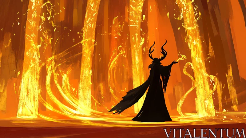 Silhouette Wizard Casting Spell