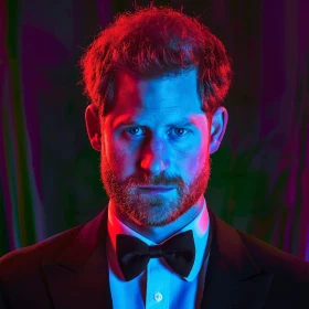 Prince Harry in Colorful Lighting