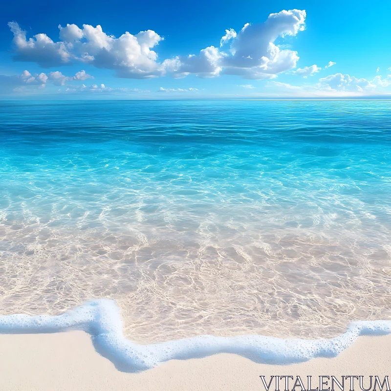 Seascape with Turquoise Water and Blue Sky AI Image