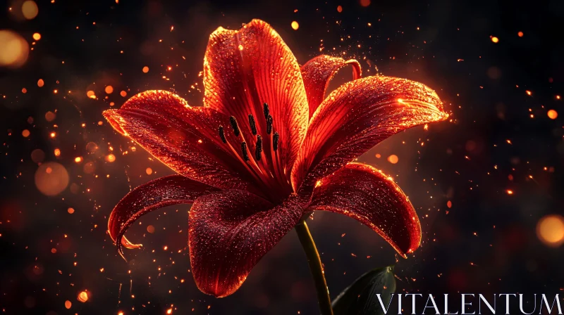 Radiant Red Lily with Shimmering Details