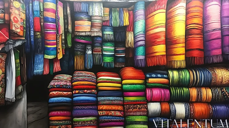 Vibrant Textile Stacks Painting