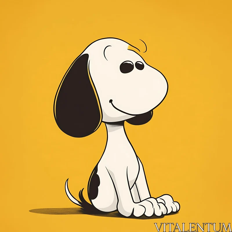 Cute Cartoon Dog with Yellow Backdrop