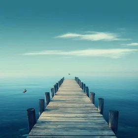 Seascape with Wooden Pier