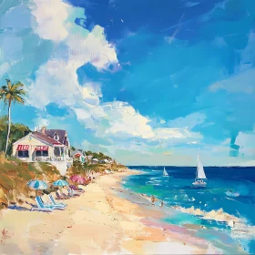 Coastal View with Sailboat