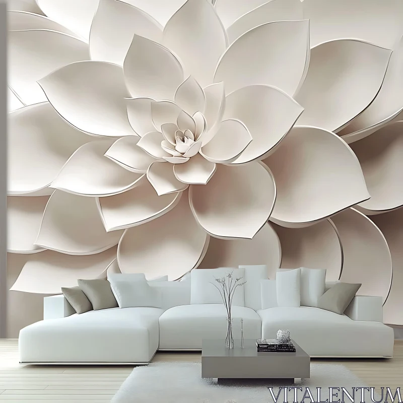 Stylish Floral Interior Decor in Living Room AI Image