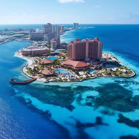 Aerial View of Luxurious Island Resort