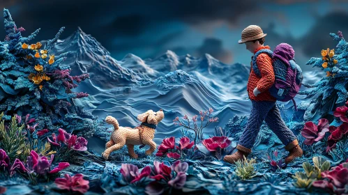 Handcrafted Adventure: Boy and Dog's Journey