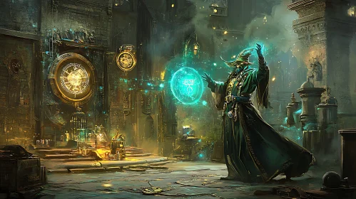 Mystic Wizard Casting Spell