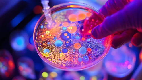 Abstract Fluid Art in Scientific Dish