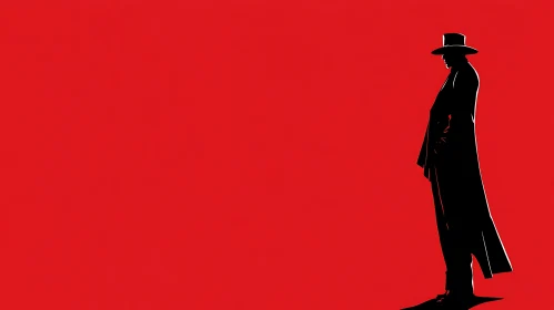 Man Silhouette Red Background