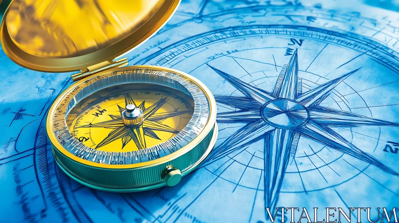 Golden Compass and Nautical Chart