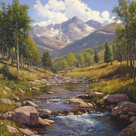 Scenic Mountain River View