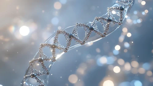 Abstract DNA Helix with Glittering Accents
