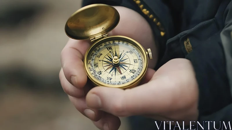 Hands Holding Antique Compass