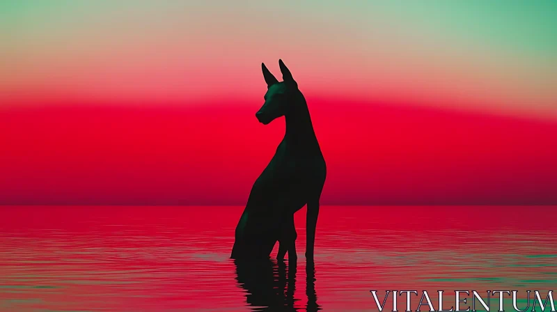 Mystical Dog Silhouette at Sunset