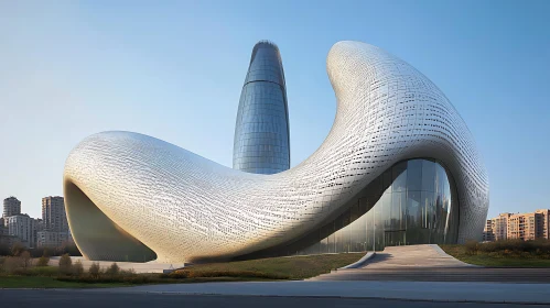 Contemporary Building with Smooth Curves and Tower