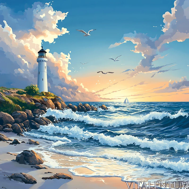 Tranquil Ocean View with Lighthouse