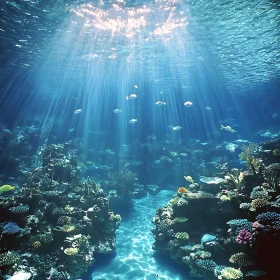 Oceanic Reef with Sunrays