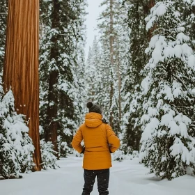 Snowy Forest Landscape with Figure